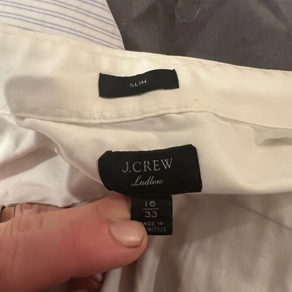 Men J crew ludlow 16/33 white dress shirt slim fit